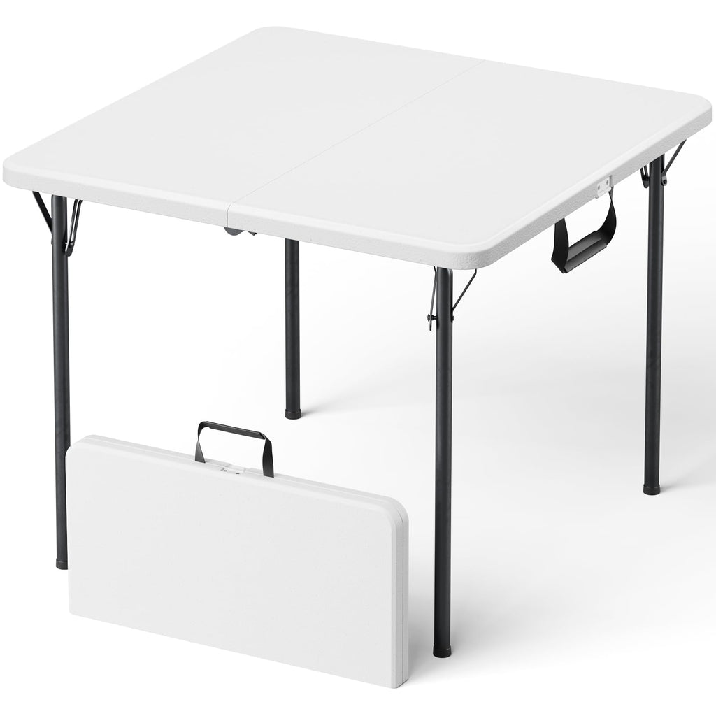 Folding Table, 36 Inch Square Foldable Card Table with Carrying Handle, Heavy Duty Fold-in-Half Portable Table No