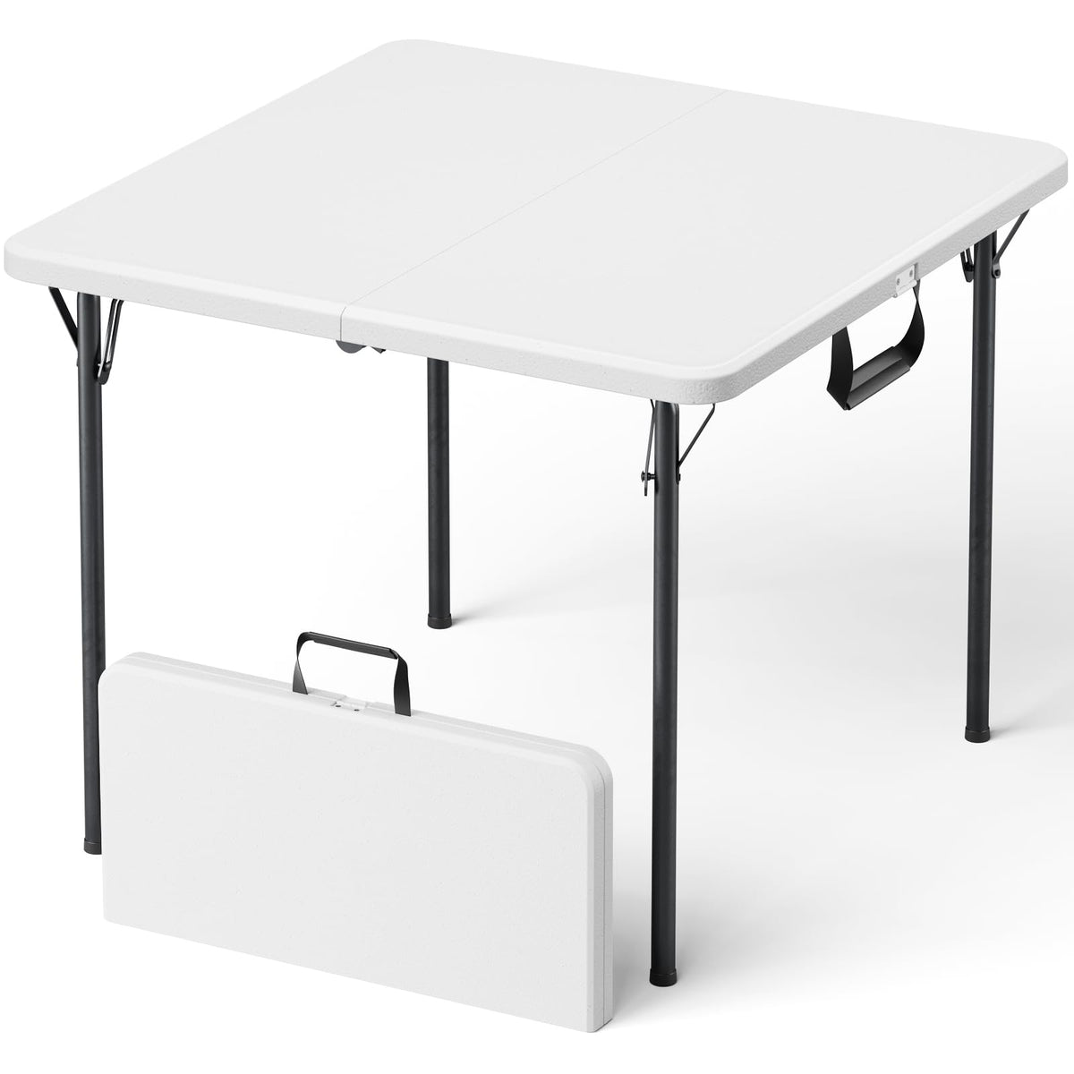 Folding Table, 36 Inch Square Foldable Card Table with Carrying Handle, Heavy Duty Fold-in-Half Portable Table No