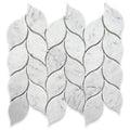 Carrara White Marble Leaf Shape Medi Mosaic Tile Honed Kitchen Bath Wall Floor Backsplash Shower (1 Sheet)