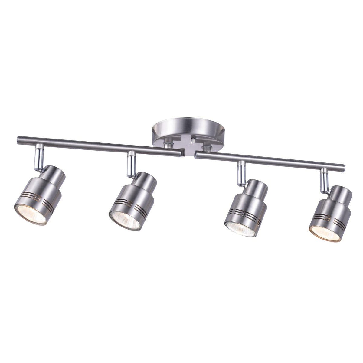 4 Light Modern Track Lighting Kit Flexibly Adjustable Bar with Multi-Directional Brushed Nickel Ceiling Spotlight
