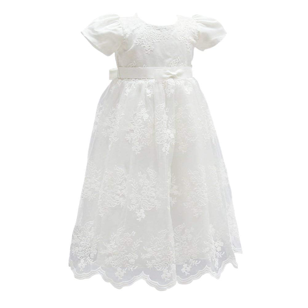Baby Girl Flower Christening Baptism Dress Formal Party Gown Special Occasion Dresses For Toddler,Off White,6-12