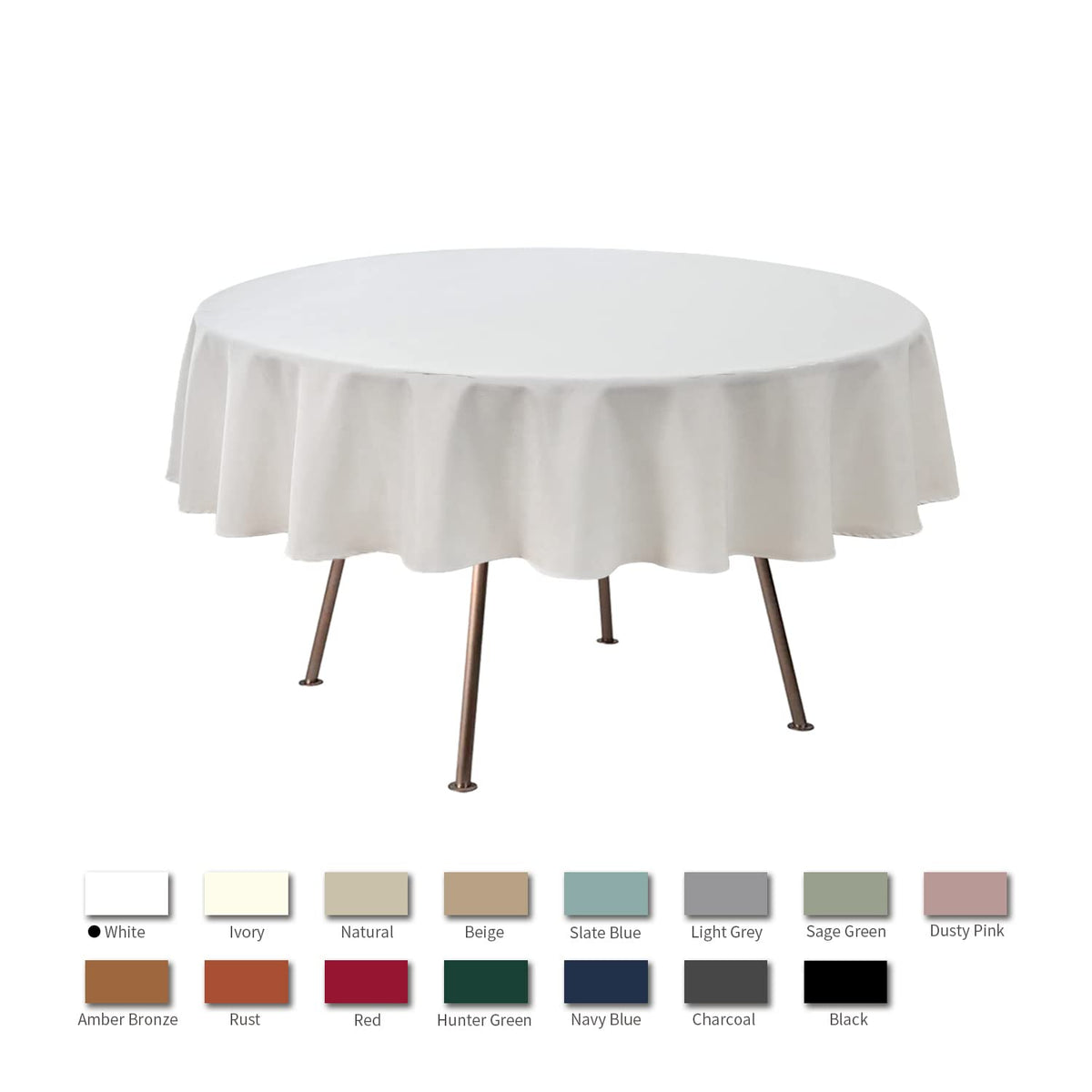 Round Linen Looking Textured Tablecloth Spill-Proof Wrinkle Free Soft Jacquard Table Cloth for Circular Table Cover