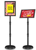 Adjustable Sign Holder Stand 8.5x11 inch, Floor Standing Sign Holder, 360° Rotation, Signage Stand with Snap-Open