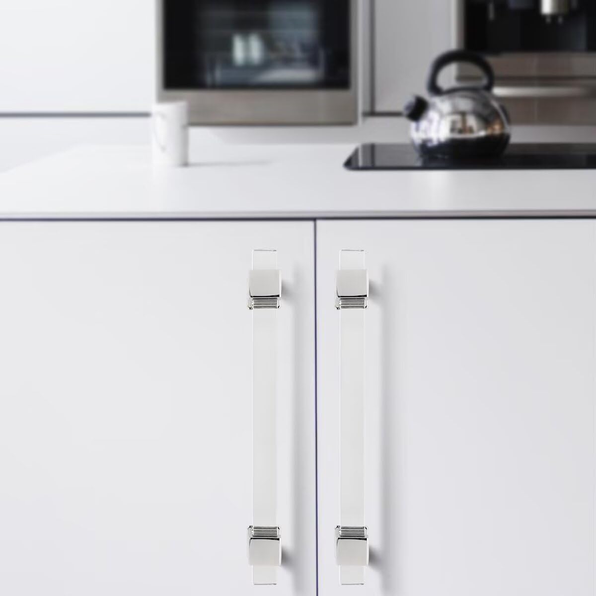 Acrylic Cabinet Handles & Pulls 5" Hole Centers Square 10 Pack