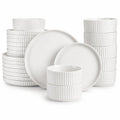Porcelain 24 Pieces Plates and Bowls Set, Dinnerware Set for 8