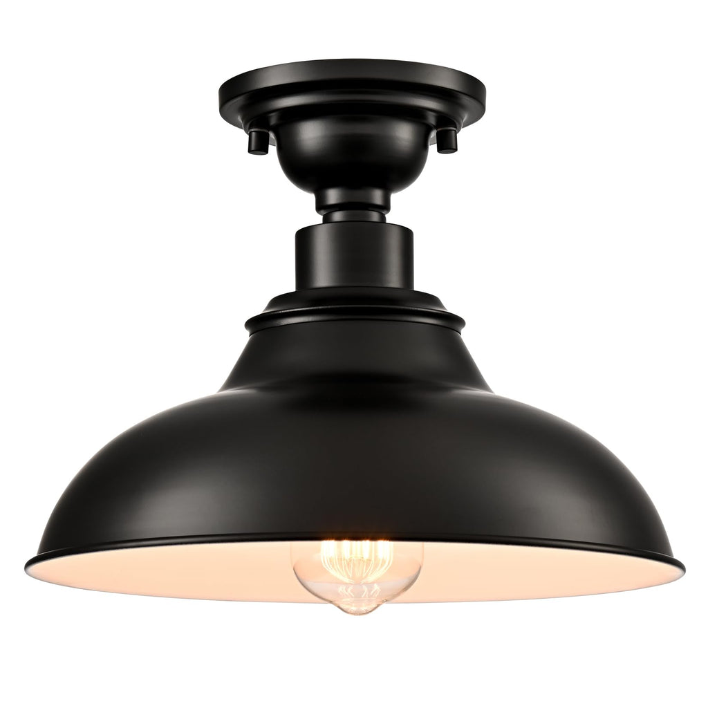 12-Inch Farmhouse Semi Flush Mount Ceiling Light Black
