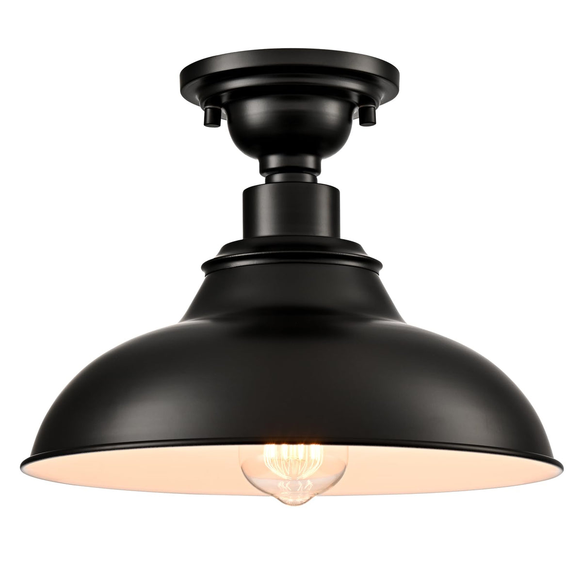 12-Inch Farmhouse Semi Flush Mount Ceiling Light Black