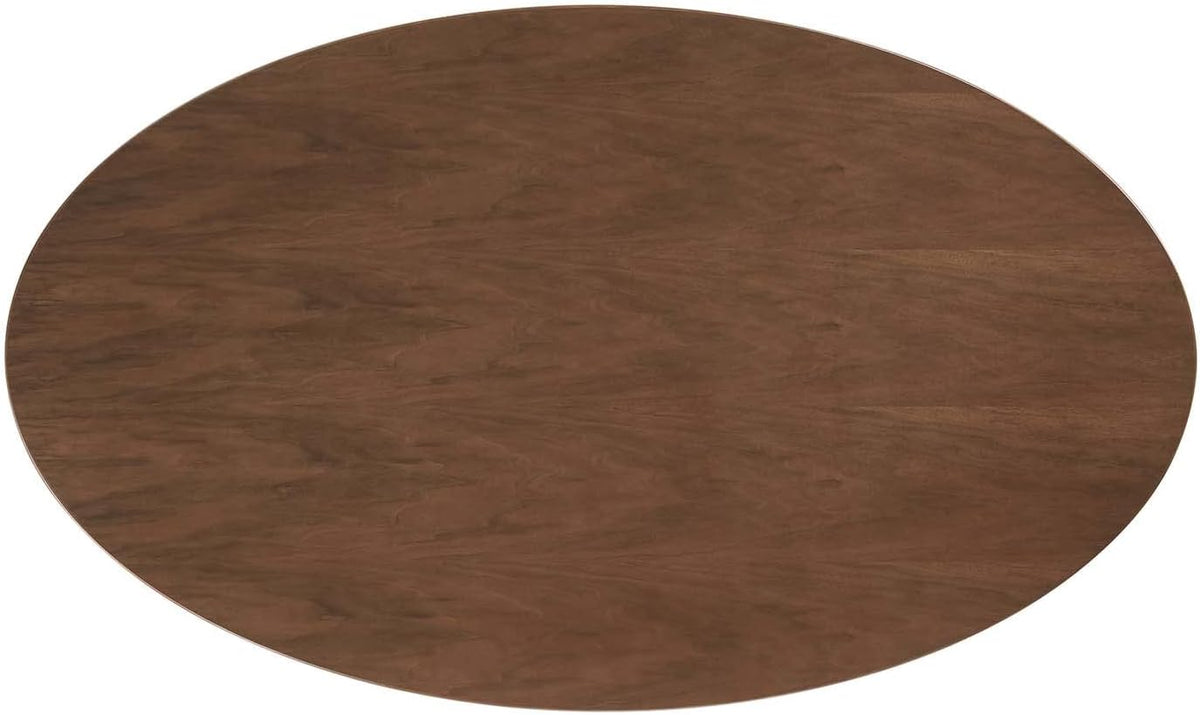 Inspired Saarinen Style Tulip Oval Pedestal Dining Table — Black Base / Walnut Top, 60″ Oval