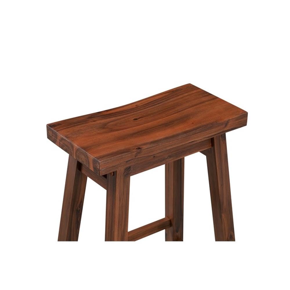 Inspired Bertoia Style Sonoma Backless Saddle Kitchen Counter Stool - Chestnut Wire-Brush - Set of 2