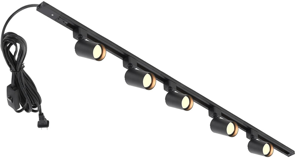 Plug in Track Lighting with Power Cord, 5-Light LED Track Lighting Kit with 39in Rail, Modern Kitchen GU10 Track