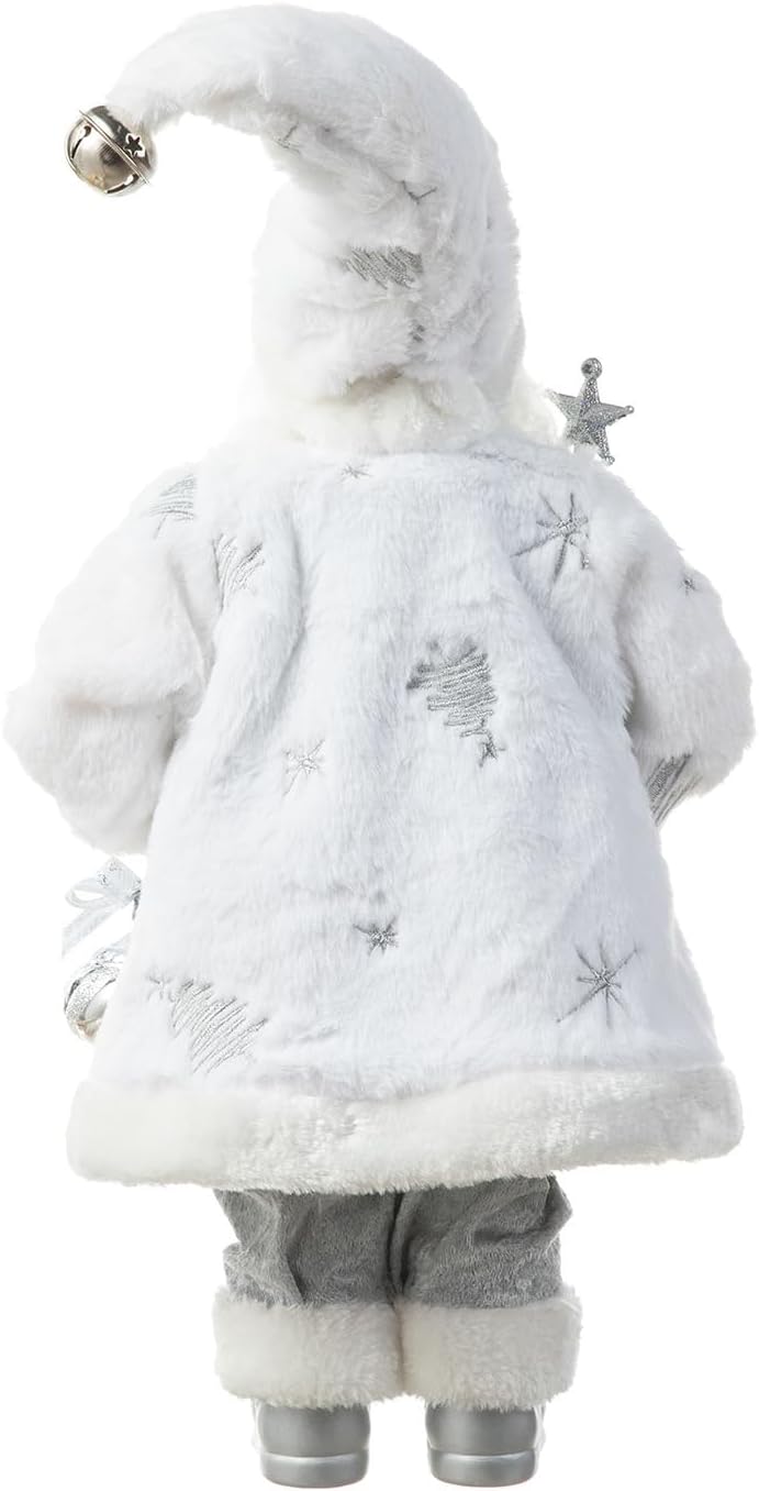 Handmade Christmas Traditional Santa Figurine, 18" H Faux Fur Christmas Frosty Santa Claus with Porcelain Face Xmas