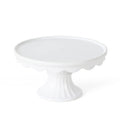 Patterson 10" Round White Stoneware Pedestal Cake Stand, 5.1" Tall - Fits 9" Cakes | Elegeant Display Plate Stand for