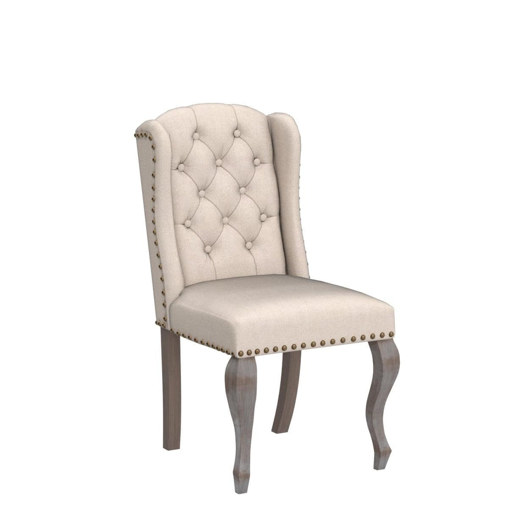 High Back Parsons Set of 2, Tufted Wingback Upholstered French Country Chairs with Nailhead Trim /Dining/Living