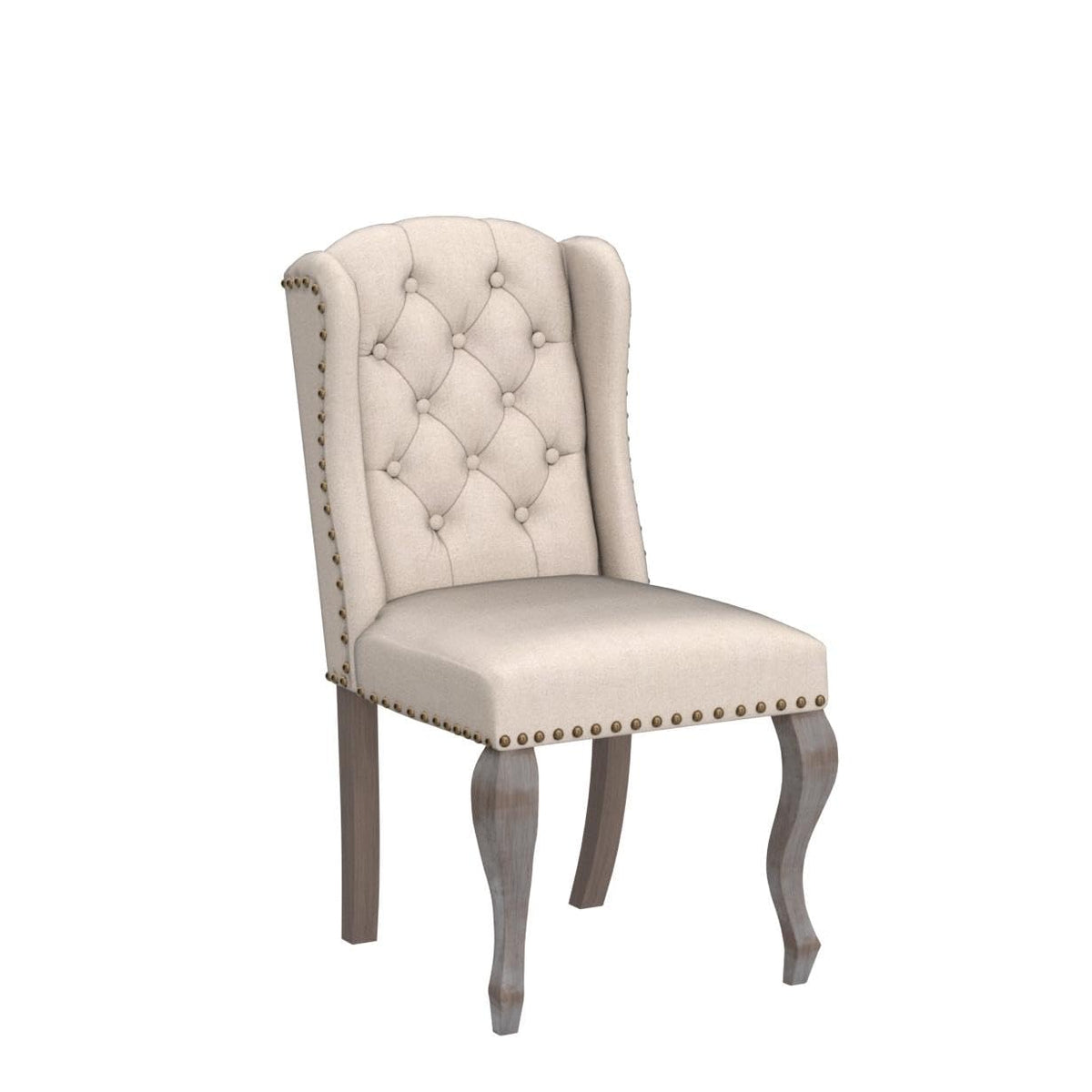 High Back Parsons Set of 2, Tufted Wingback Upholstered French Country Chairs with Nailhead Trim /Dining/Living