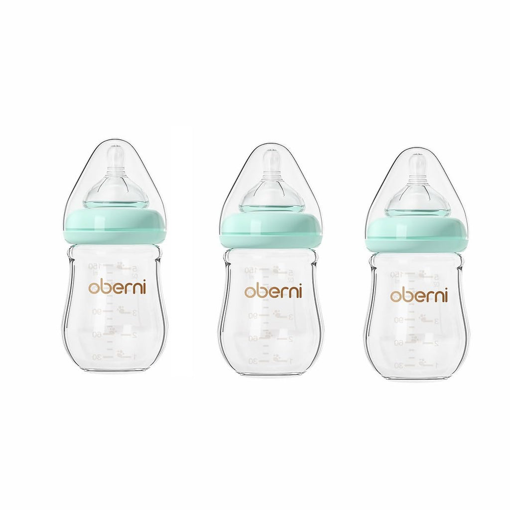 Glass Baby Bottles, Anti Colic Breastfeeding Bottle with Natural Response Nipple for Newborn Preemie 0+ Month, BPA
