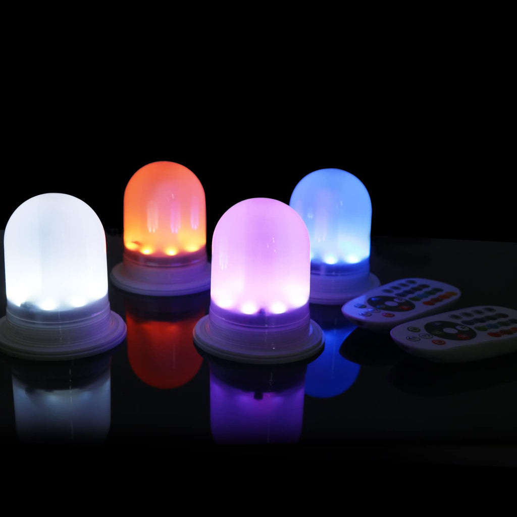 4 PCS Under Table LED Lights for Party - Rechargable 8 LEDs Uplighting with Remote for Cocktail Birthday Centerpiece