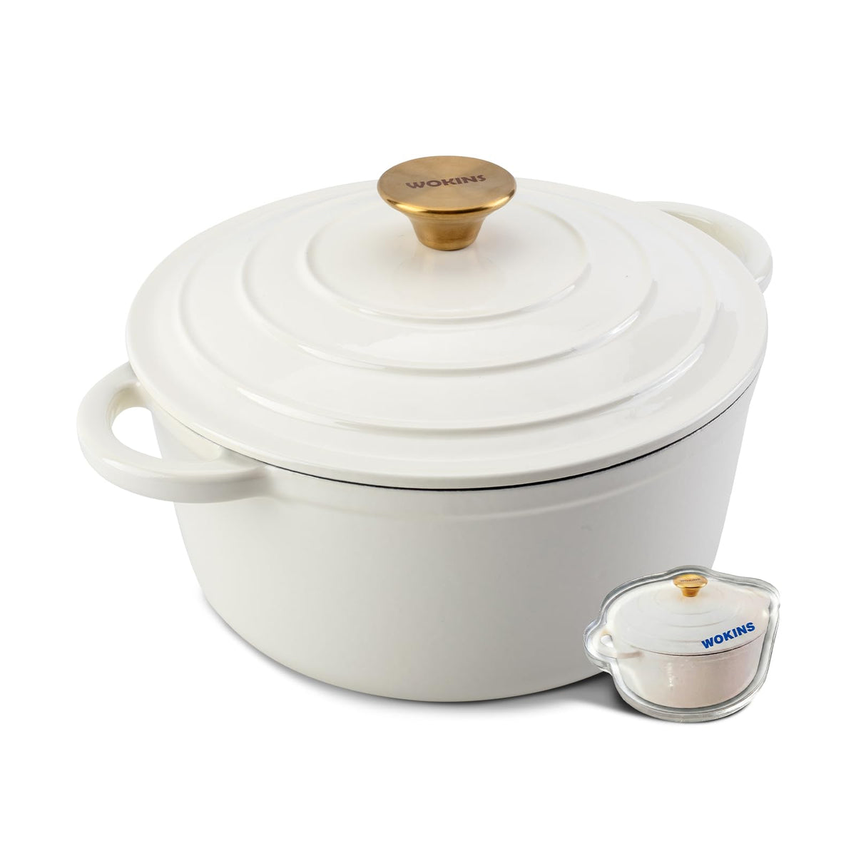 Enameled Cast Iron Round Dutch Oven -7QT Pot With Lid,Cream