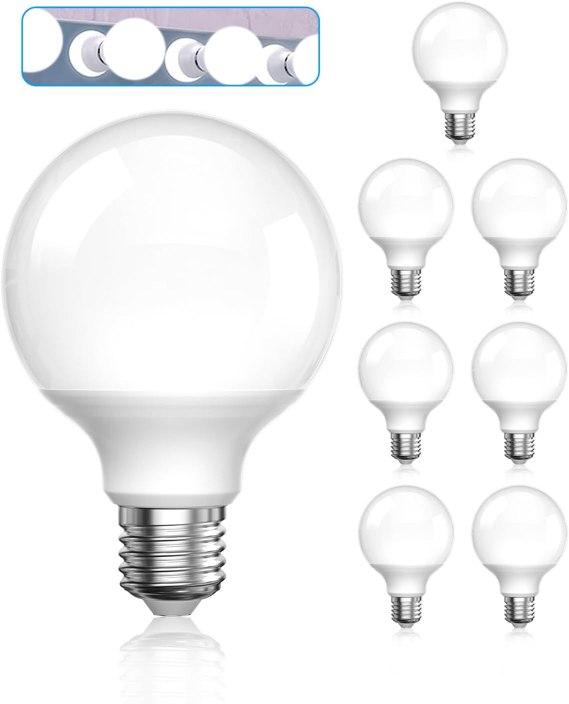 5W E26 LED Vanity Light Bulbs for Mirror Bedroom Kitchen Office, G25 E26 LED Edison Globe Light Bulbs Ultra