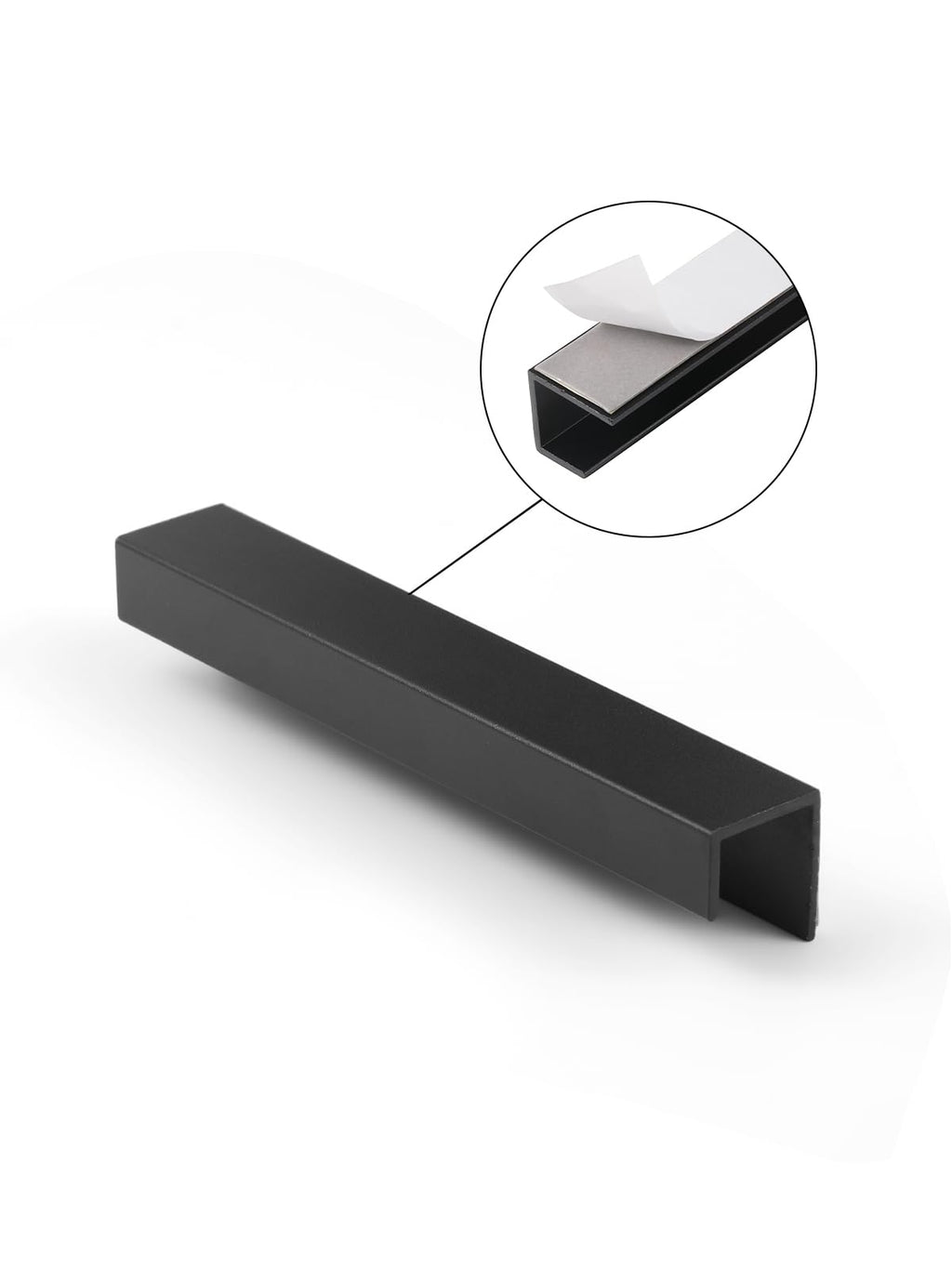 5 Pack Adhesive Cabinet Handles Black 5-1/2" Length(Cover 5" Hole Center) Finger Pulls Stick on Cabinet Pulls