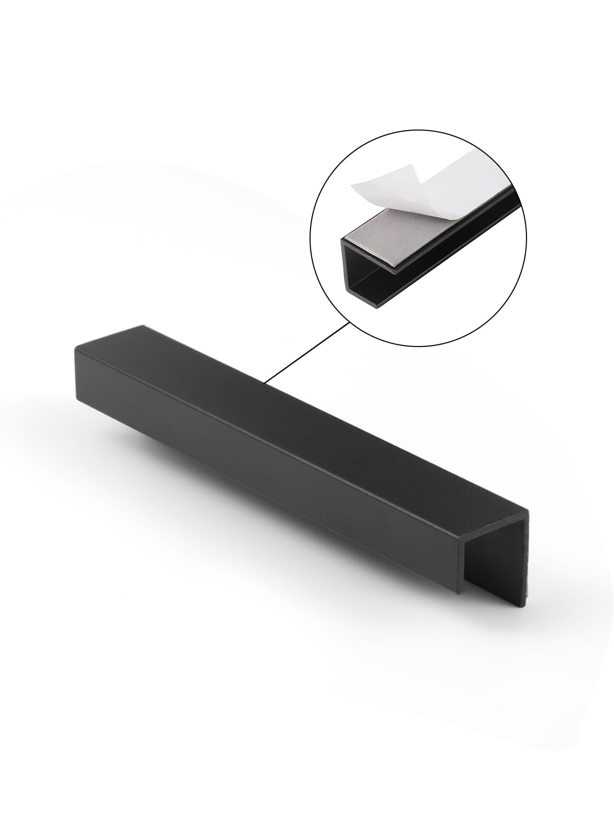 5 Pack Adhesive Cabinet Handles Black 5-1/2" Length(Cover 5" Hole Center) Finger Pulls Stick on Cabinet Pulls