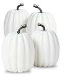 4 Pack 8 Inch Large White Artificial Pumpkins for Fall Decor