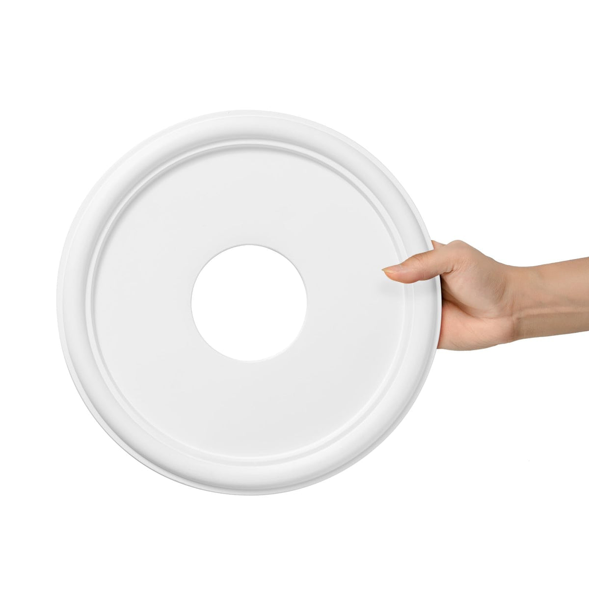 Molded PU Ceiling Medallion for Light Fixtures and Ceiling Fans, 13.1"OD x 4"ID x 1"P (Fits Canopies up to 10.25")