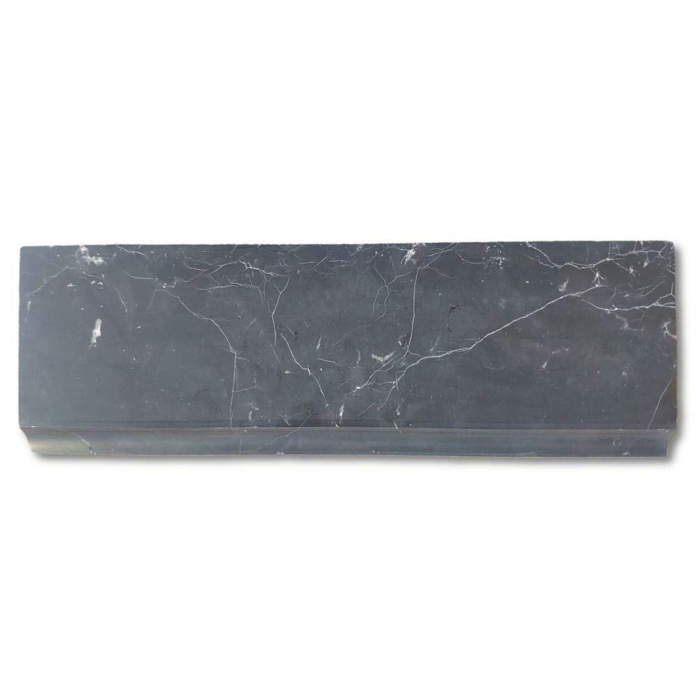 Nero Marquina Black Marble 4x12 Baseboard Trim Molding Honed Kitchen Bath Wall Floor Backsplash Shower (1 piece)