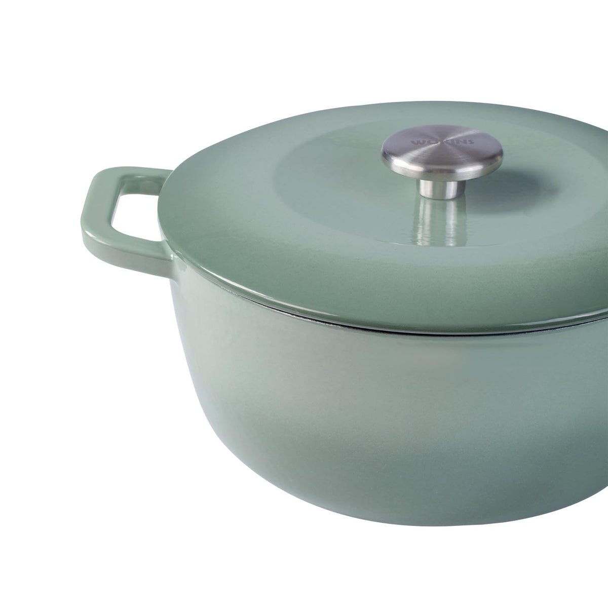 7QT Enameled Cast Iron Dutch Oven,Concave Self-Basting Lid,Green