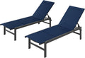 Pool Lounge Chairs Set of 2, Aluminum Lounge Chair Outdoor with 5-Position Recliner, Patio Chaise Lounge Outdoor for