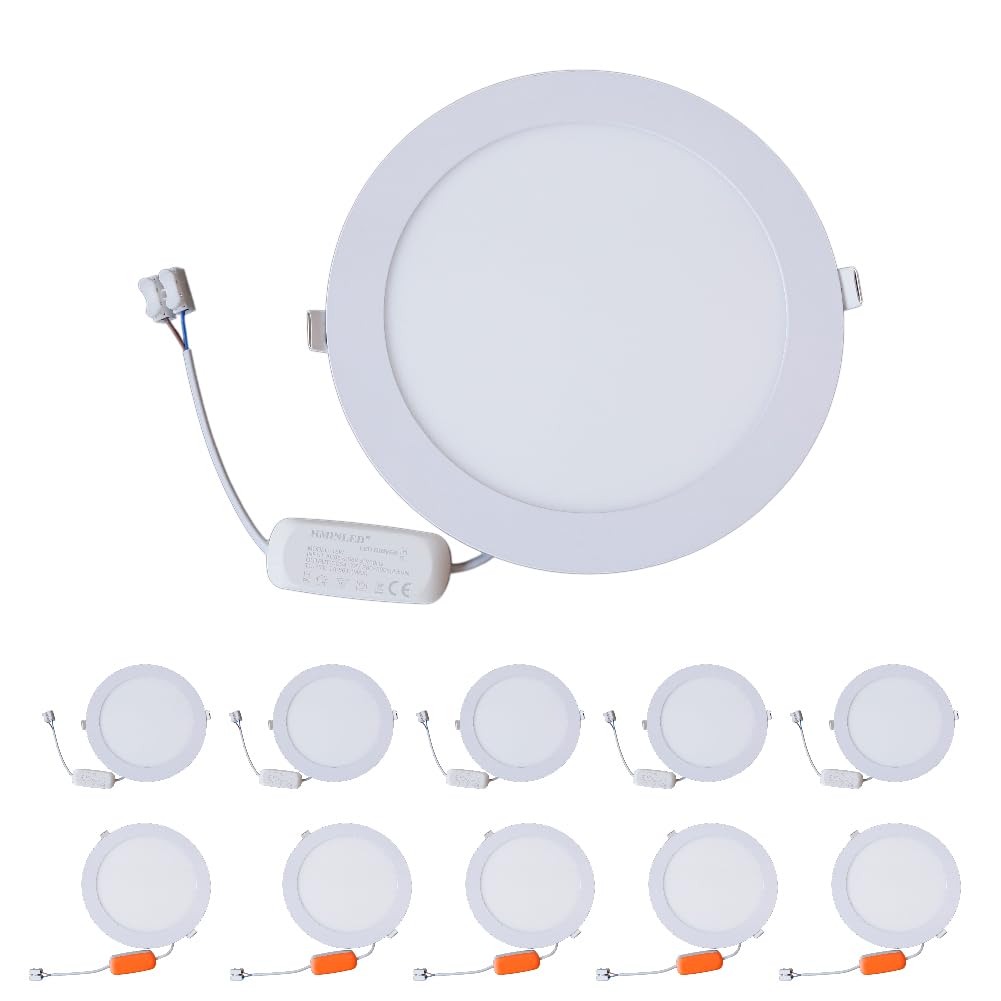 8 Inch 18Watt Ultra Thin Round LED Recessed Panel Spot Lighting, 140 Watt Retrofit Ceiling Downlight, 6500K Cool