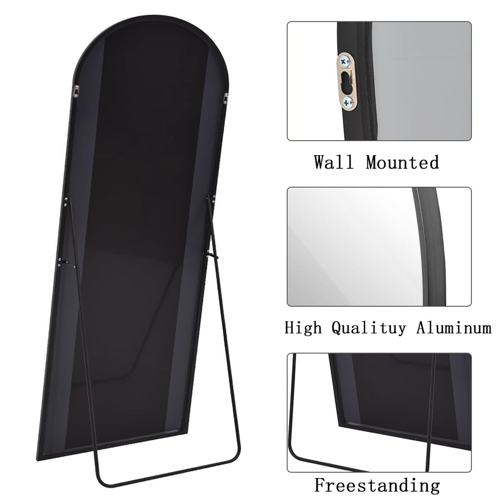 Arch Full Length Mirror, 76"x34" Standing Floor Body Mirror (Black)
