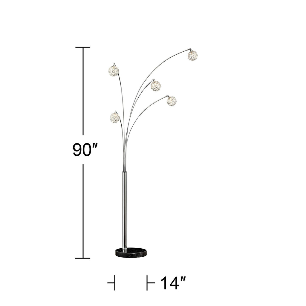 Inspired Arco Style Allegra 88" Tall Crystal Ball Arc Floor Lamp