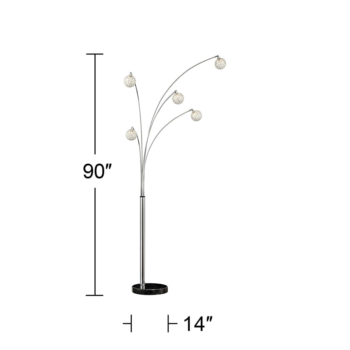 Inspired Arco Style Allegra 88" Tall Crystal Ball Arc Floor Lamp