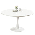 Inspired Saarinen Style Round Dining Tulip Table for 4, Mid-Century Modern Table with Sturdy Metal Pedestal, Bistro, Cafe, Leisure (White