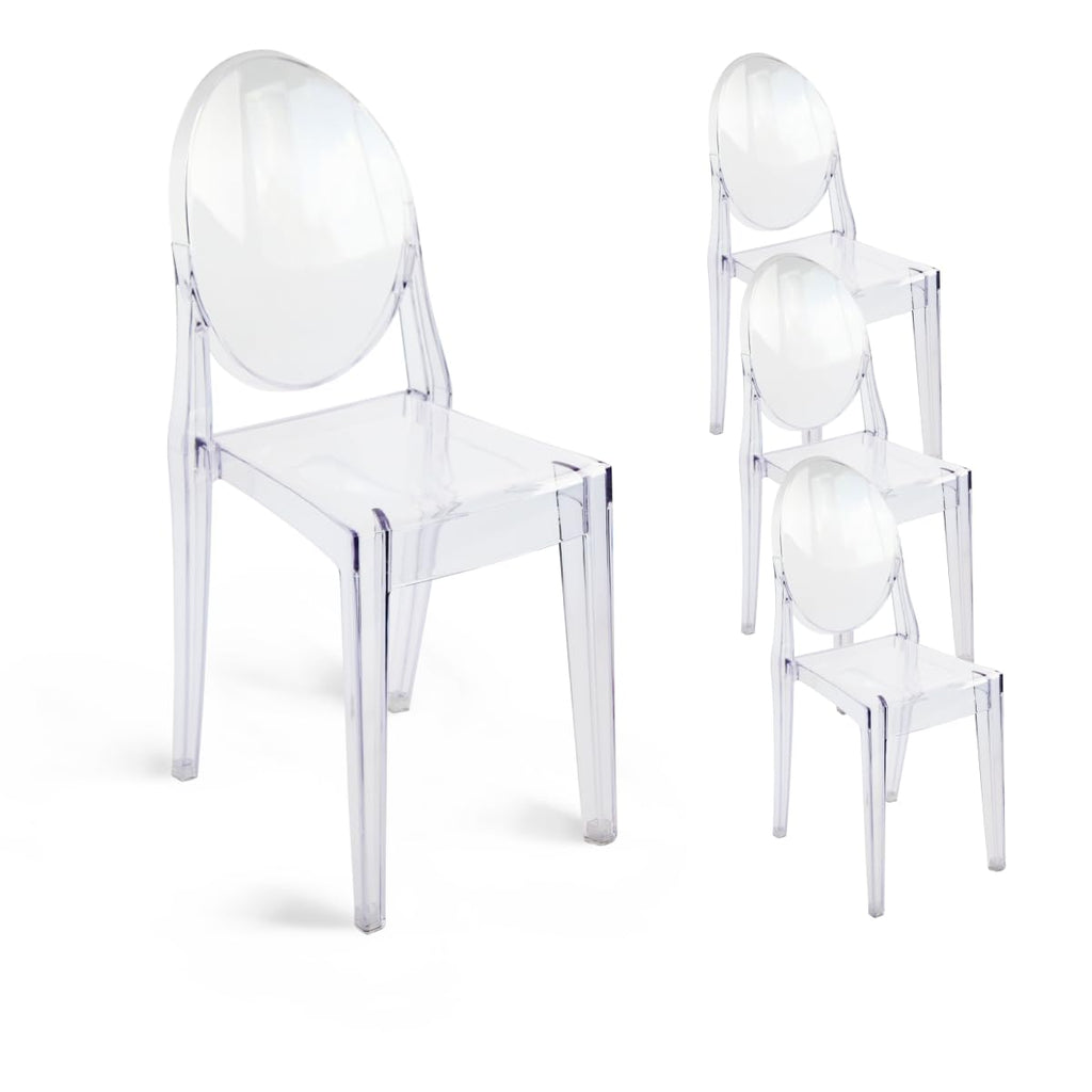Ghost Chairs Set of 4, 15" Seat, Clear Armless Chairs