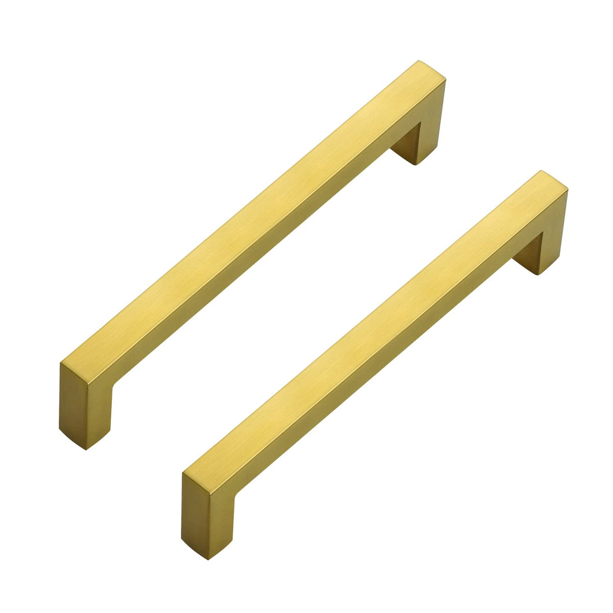 Brushed Brass Cabinet Handles Square Pulls 6-1/4 Inch 18 Pack