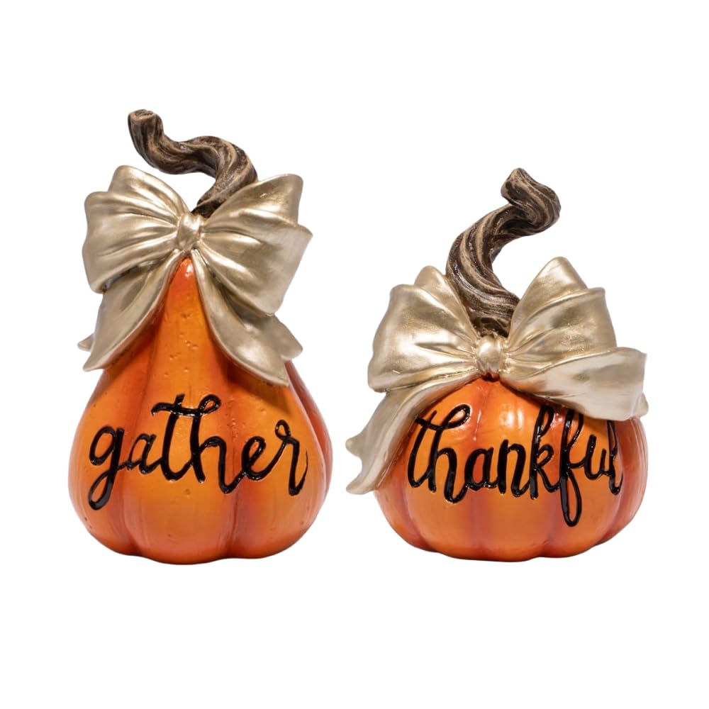 Thanksgiving Pumpkin Decoration, Fall Decor, Gather & Thankful