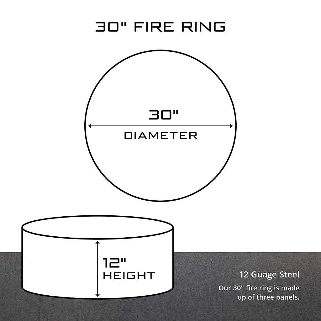 Lab N Duck Unpainted 12 in. Tall 30 in. Diameter Outdoor Fire Ring - 30 x 30 x 12 in. - Rustic Black Color