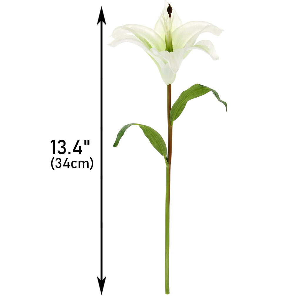 6 Pcs Artificial Lily Real Touch Fake Lily for Wedding Home Party Garden Shop Office Decoration Easter Lily (White, 6)