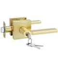 Brushed Gold Door Handle with Lock and Key, Keyed Entry 1 Pack