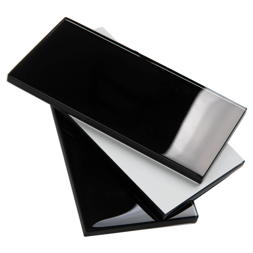 Glass Subway Tile Black 3 x 6 Inch Glass Backsplash Backsplash Bathroom Shower Wall Pack of 32 Sheets