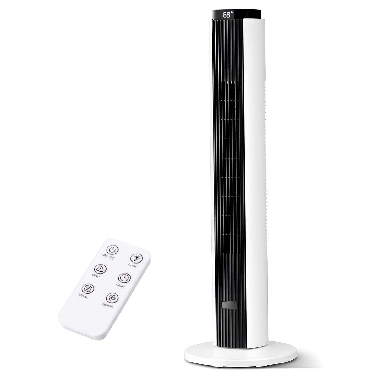 37-Inch Bladeless Portable Tower Fan 80°Oscillating,Quiet Cooling with 12H Timer Remote Control, 6 Speed, 4 Modes