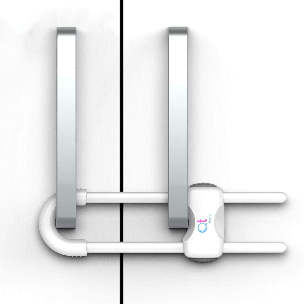 Pack of 12 - Baby Proofing Cabinet Locks Adjustable U Shaped Baby Safety Latches for Drawers, Fridge, Closet Modern