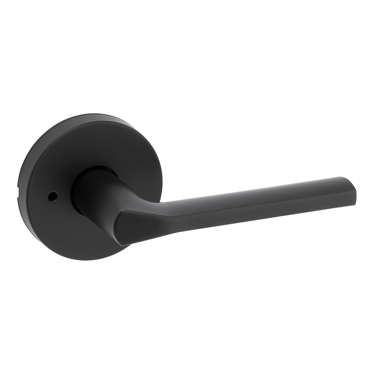 Lisbon Interior Privacy Door Handle with Lock, Round Lever , Matte Black Reversible Keyless Push Button Lock Door