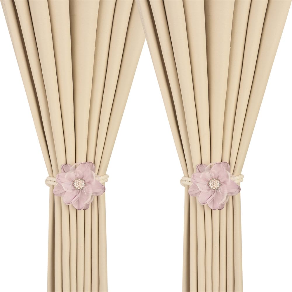 Lotus Flower Curtain Tiebacks Holdbacks Holder, Purple