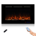 36" WiFi Smart Recessed Electric Fireplace Insert, 5 Flame Settings, Log Set or Crystal Options, Temperature Control