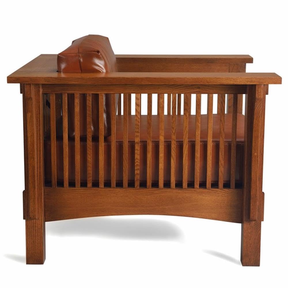 & Weavers Mission Crofter Style Oak and Leather Arm Chair/Craftsman Sofa Chair