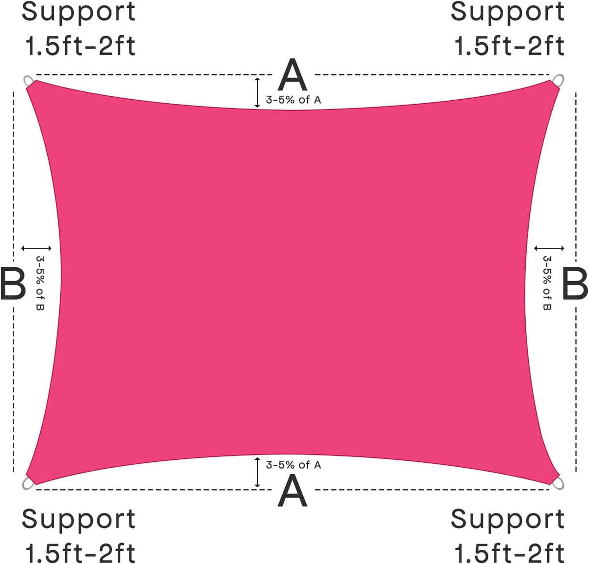 Waterproof Shade Sail 95% UV Rectangle 8'x10' Custom Rose Pink | Waterproof rectangular sail blocks 95% UV rays