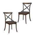 Set of 2 Cross Back Chair, Dining Chair Furniture 2-Pack, Sturdy X-Back Chair Wooden Chairs - Dark Oak & Black