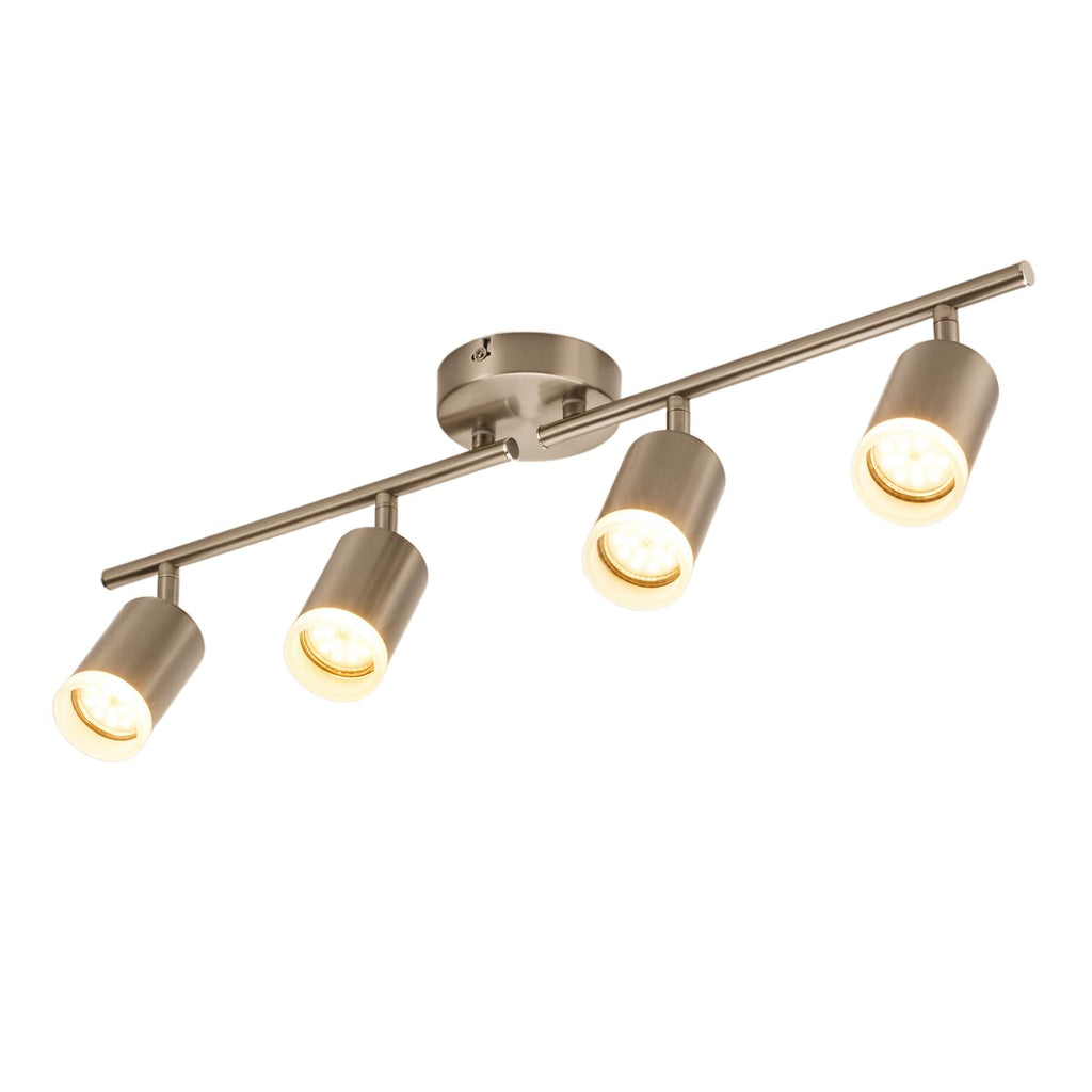 4 Light Kitchen Track Lighting Fixtures Adjustable Ceiling Light,24 Inch ETL List Nickel LED Rail Spotlight